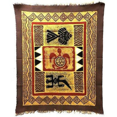 Three Creatures Batik in Gray/Red - Tonga Textiles