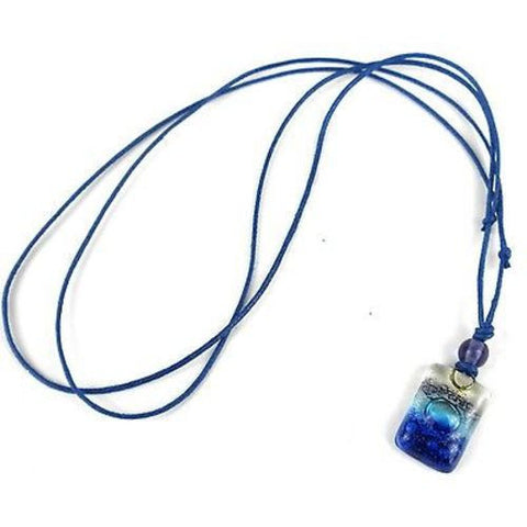 Sand and Sea Small Fused Glass Pendant Necklace - Tili Glass