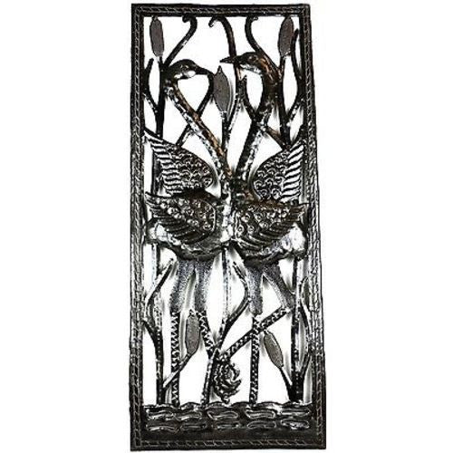 Two Cranes Through Window Metal Art - Croix des Bouquets