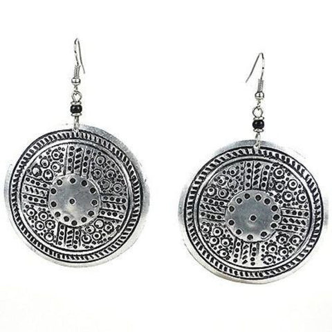 Stamped Recycled Cooking Pot 'Medallion' Earrings - Zakali Creations