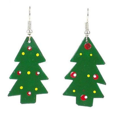 Painted Tin Christmas Tree Earrings - Creative Alternatives