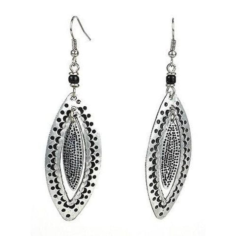 Stamped Recycled Cooking Pot 'Double Leaf' Earrings - Zakali Creations