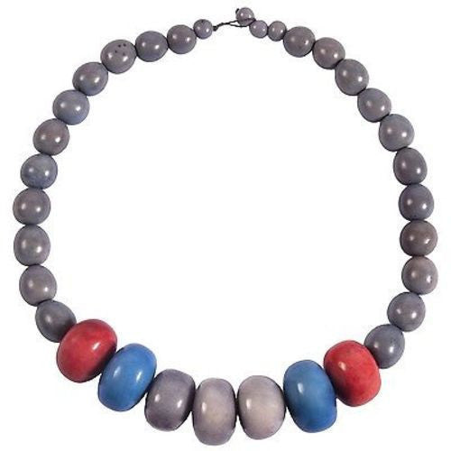 Tagua and Seed Manabi Necklace in Periwinkle - Faire Collection