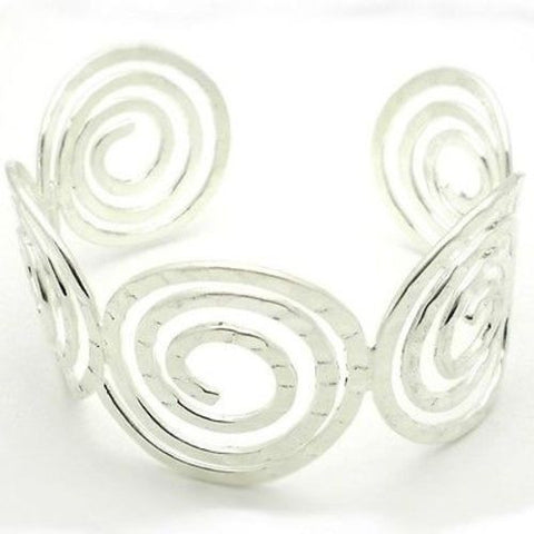 Silver Overlay Hammered Cuff - Spirals - Artisana