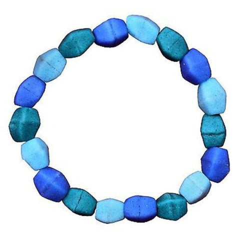 Ocean Blue Glass Pebbles Bracelet - Global Mamas
