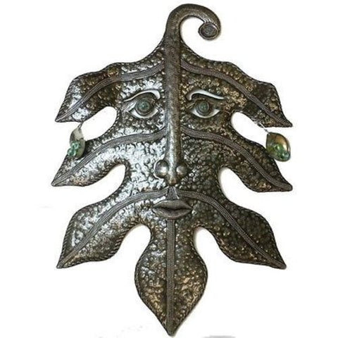 Recycled Steel Drum Art - Green Man Design - Croix des Bouquets