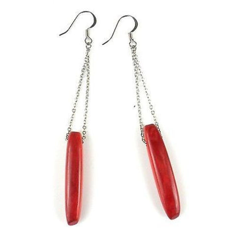 Tagua Nut Quille Earrings in Burgundy - Faire Collection