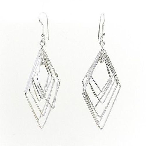 Large Silverplated Seven Rhombi Earrings - Artisana