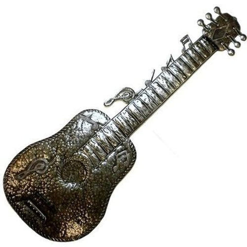 34-Inch Recycled Steel Drum Art - Guitar Design - Croix des Bouquets