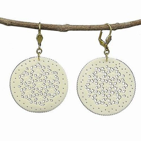 Lacy Round Bone Earrings in Natural - WorldFinds