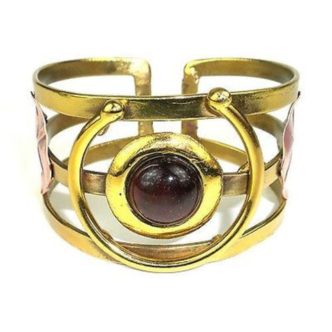 Earthy Red Tiger Eye "C" Brass Cuff - Brass Images (C)