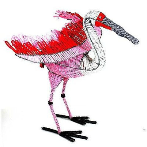 Handmade Life-Size Beaded Roseate Spoonbill - South Africa