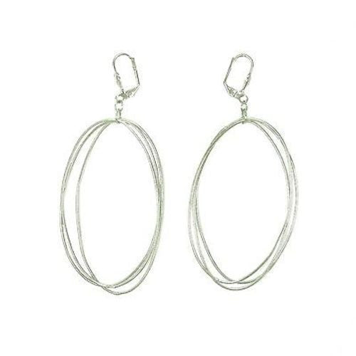 Edie Triple Oval Earrings in Silvertone - WorldFinds