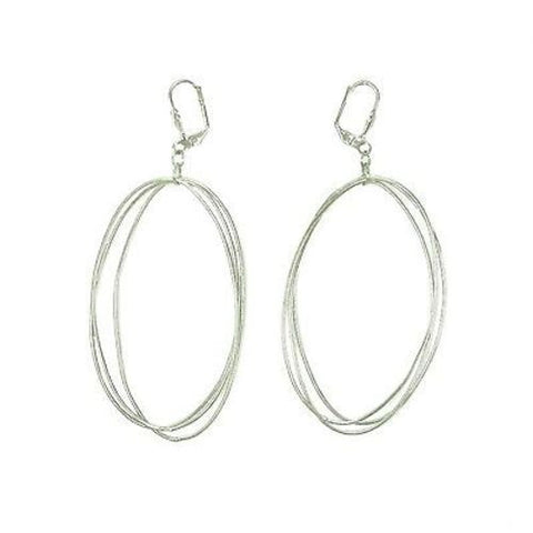 Edie Triple Oval Earrings in Silvertone - WorldFinds