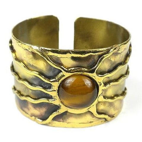 Gold Tiger Eye Sun Cuff - Brass Images (C)