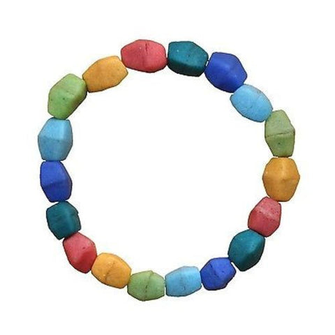 Multicolor Rainbow Glass Pebbles Bracelet - Global Mamas