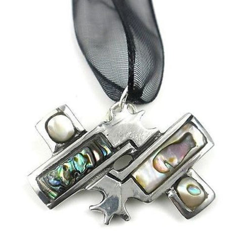 Aztec Ollin Movement Pendant on Organza - Artisana