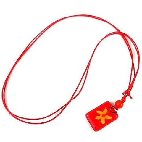 Firey Flower Small Fused Glass Pendant Necklace - Tili Glass