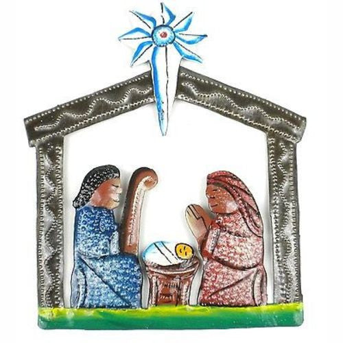 Mini Painted Recycled Steel Drum Nativity Scene - Croix des Bouquets (H)