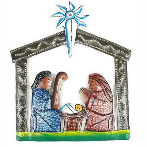 Mini Painted Recycled Steel Drum Nativity Scene - Croix des Bouquets (H)