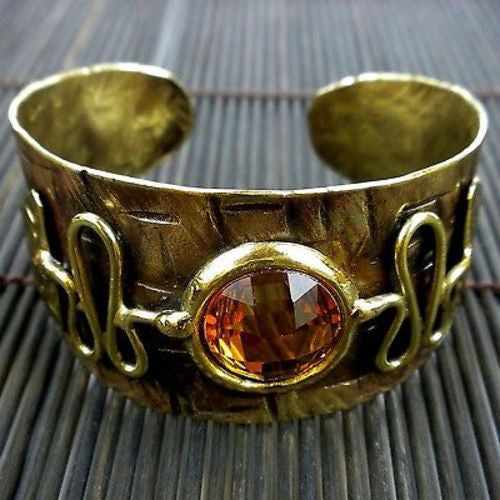 Tribal Brass and Crystal Cuff - Brass Images (C)
