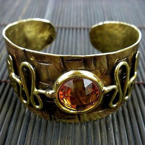 Tribal Brass and Crystal Cuff - Brass Images (C)