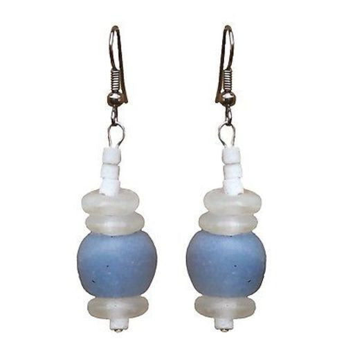 Recycled Blue Glass Abacus Earrings - Global Mamas