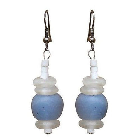 Recycled Blue Glass Abacus Earrings - Global Mamas