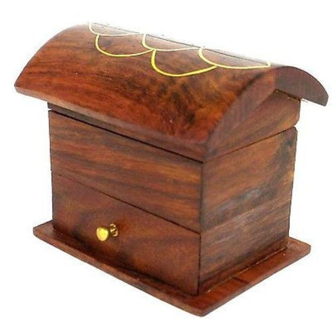 Handcrafted Tiny Wood Chest with Drawer - Noahs Ark (B)