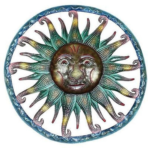 Hand Painted Sun Metal Wall Art - Croix des Bouquets