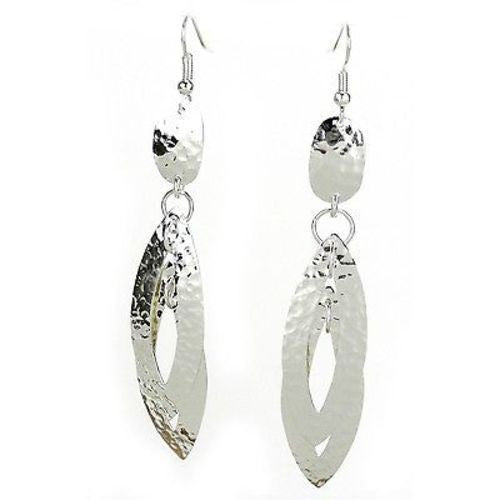 Large Silverplated Double Leaf Earrings - Artisana
