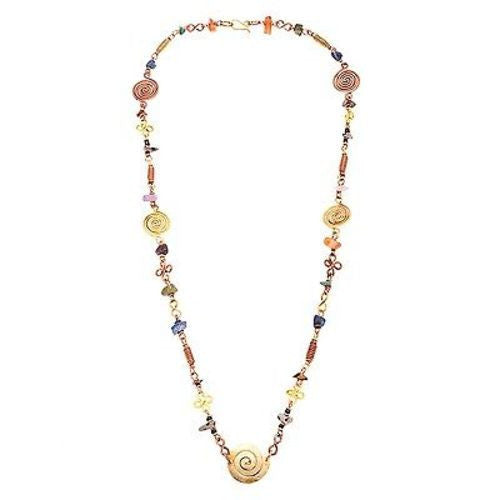Handcrafted Copper, Brass, and Agate Necklace - Zakali Creations