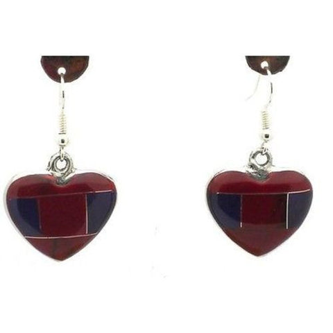 Red Jasper Heart Alpaca Silver Earrings - Artisana
