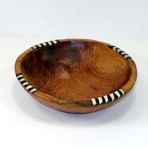 7-Inch Olive Wood Bowl with Inlaid Bone - Jedando Handicrafts