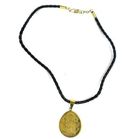 Bomb Shell Etched Lotus Pendant on Cord - Craftworks Cambodia
