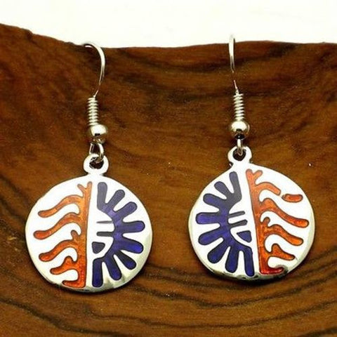 Colorful Alpaca Silver and Resin Earrings - Sun - Artisana