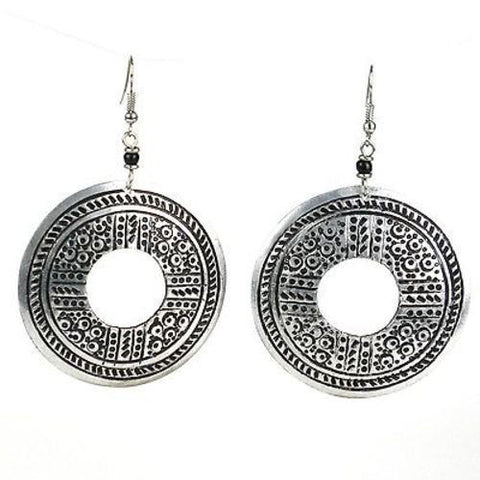 Stamped Recycled Cooking Pot 'Open Medallion' Earrings - Zakali Creations