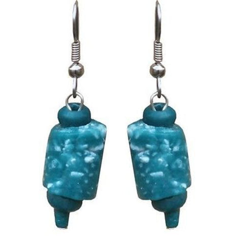 Recycled Glass Marble Earrings in Teal - Global Mamas