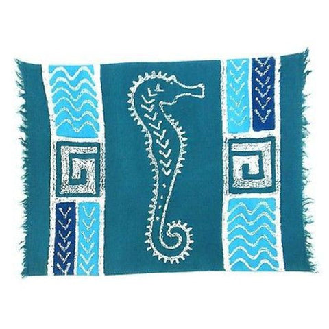 Handpainted Blue Seahorse Batiked Placemat - Tonga Textiles