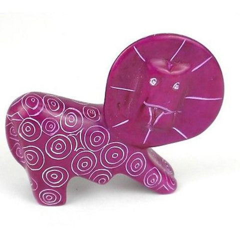 Handcrafted Mini Soapstone Funky Lion Sculpture in Purple - Smolart