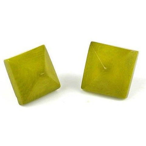 Spike Tagua Nut Stud Earrings in Leaf Green - Faire Collection