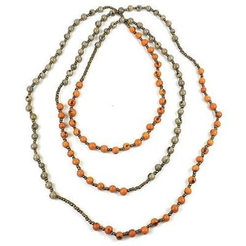Colorblock Rope Necklace - Creamsicle and Gray - Faire Collection
