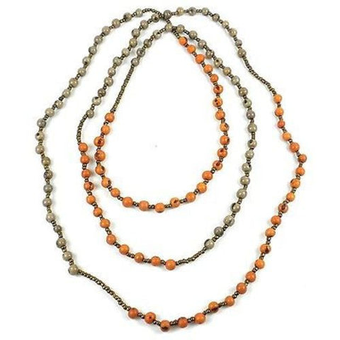 Colorblock Rope Necklace - Creamsicle and Gray - Faire Collection