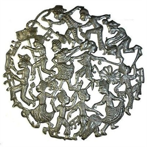 32-Inch Recycled Steel Drum Art - Celebration Design - Croix des Bouquets