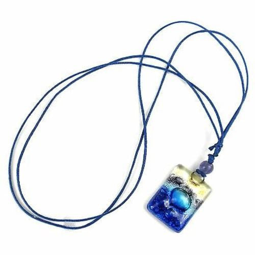 Sand and Sea Fused Glass Pendant Necklace - Tili Glass