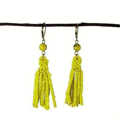 Lemon Tassel Drop Earrings - WorldFinds