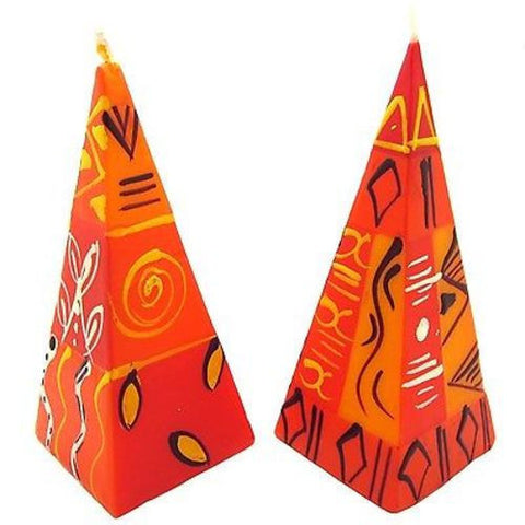 Set of Two Hand-Painted Pyramid Candles - Zahabu Design - Nobunto