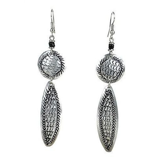 Stamped Recycled Cooking Pot 'Feather' Earrings - Zakali Creations