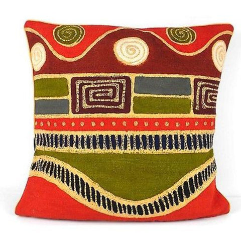 Handmade Geometric Wave Batik Cushion Cover - Tonga Textiles