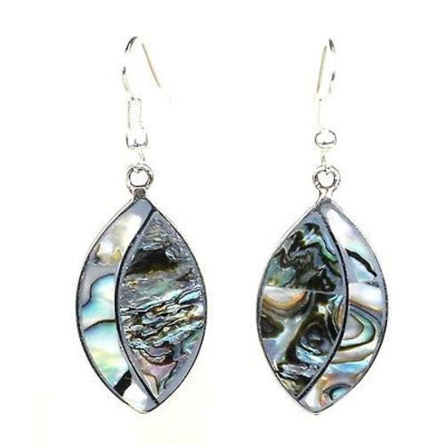 Alpaca Silver Abalone Ellipse Earrings - Artisana